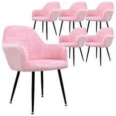 Duhome Set di 2 Sedia da sala da pranzo design retro stil scandinavo con piedini in metallo cucina vintage 518MJ materiale:velluto colore:rosa 