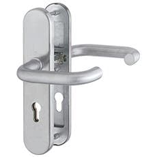 hoppe maniglia di sicurezza parigi su piastra lunga pz72 porte, dello spessore di 42-47 mm, senza nucleo antiscasso in acciaio inox opaco, 1 pezzi, 3664873