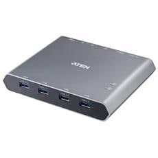 aten interruttore dock kvm a 2 porte 4k displayport usb-c con passaggio di alimentazione