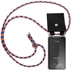cadorabo catena di telefoni cellulari compatibile con samsung galaxy j3 / j3 duos 2016 in arancio blu bianco - coperchio protettivo in silicone con anelli d'argento, cinturino in corda e custodia staccabile