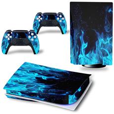 wokex (blue flame) ps5 adesivo vinyl skin wrap cover decalcomania per playstation 5 controller con console