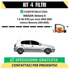 autoplanet24 kit 3 filtri tagliando per nissan almera ii 1.8 84 kw benzina 2000-2002