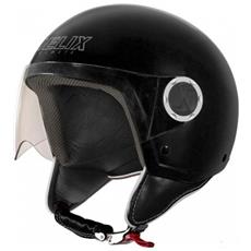 CASCO DEMI-JET VINTAGE CON VISIERA A SCOMPARSA NERO LUCIDO TAGLIA XS