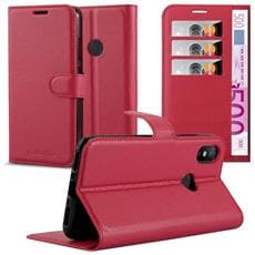 cadorabo custodia compatibile con xiaomi mi a2 / 6x in rosso carminio - coperchio protettiva con chiusura magnetica, funzione stand e tasca per le carte