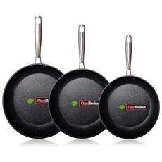 Set di 3 padelle da 20-24-28 cm induzione inclusa adatto a tutti i tipi di piani cottura in acciaio inox 18/10 con antiaderente Monix Chef Non-Stick 
