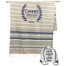 tex family Telo Mare FOUTA Cinque Terre Misura Grande CM.100X200 con Zaino Spiaggia Keep Calm 5TRR