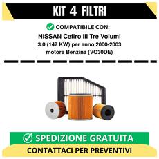 autoplanet24 kit 3 filtri tagliando per nissan cefiro iii tre volumi 3.0 147 kw benzina 2000-2003