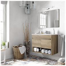MarinelliGroup Pensile sospeso cubotto arredo Bagno salvaspazio 45 X 16 X 45 cm Rovere Scuro con mensola GINESTRA