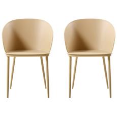 Homemania Set 2 Sedie Dalis con Schienale, Braccioli Set due Sedie Corona Colore Cachi in Polipropilene con