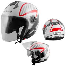 A-PRO SRL Casco Jet Moto Scooter Omologato ECE 22-05 Visiera Parasole Antigraffio Bianco XS