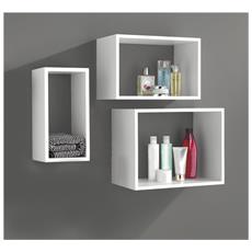 NextradeItalia 1pz Set 3 Mensole niche Rettangolari Set di 3 mensole moderne a rettangolo bianco shabby Mobili