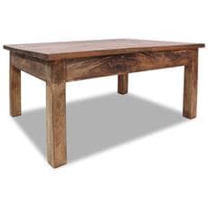 vidaXL Tavolino Rotondo da Salotto in Legno Massello Anticato 68x43 cm 