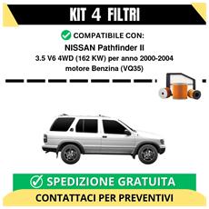 autoplanet24 kit 4 filtri tagliando per nissan pathfinder ii 3.5 v6 4wd 162 kw benzina 2000-2004