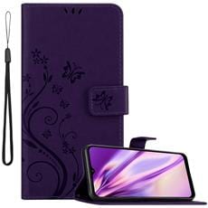cadorabo cadorabo custodia compatibile con samsung galaxy a03s in lilla scuro fiore - coperchio protettivo in design floreale con chiusura magnetica, funzione stand e slot per carte