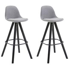 Rovere CLP Set 2 Sgabelli Alti Franklin In Tessuto Per Cucina Imbottiti I Coppia Sedie Sgabelli Bar Tulip In Legno Con Schienale H73CM Blu Bianco