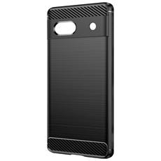 avizar cover per google pixel 7a rinforzata silicone effetto carbonio spazzolato nera