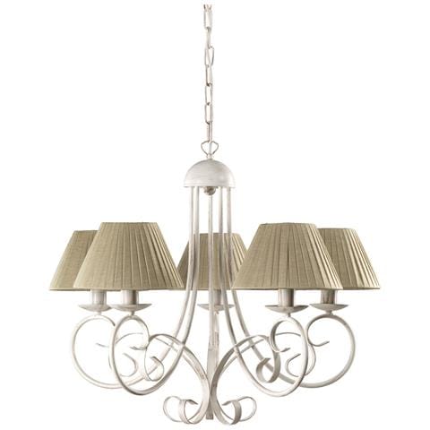 Lampadario Pompei 5 Luci In Metallo Bianco Invecchiato Con Paralumi Sabbia. Stile Classico Ed Elegante. Lampadario Pompei 5 Luci In Metallo Bianco Invecchiato Con Paralumi Sabbia. Stile Classico Ed Elegante.