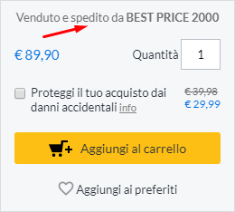 Venduto da altro venditore