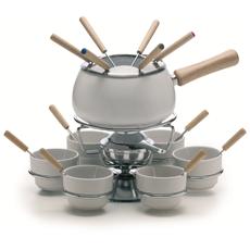 Set Fonduta Fonduta 12 Pezzi Inox - Con Fornello Bianco Set