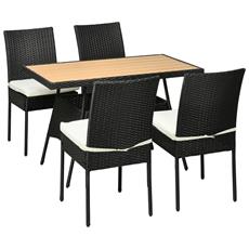 Set Giardino Pieghevole BAKAJI - Tavolo 62x62 Cm + 2 Sedie, Struttura Acciaio Inox, Sedute Polyrattan, Per Esterni