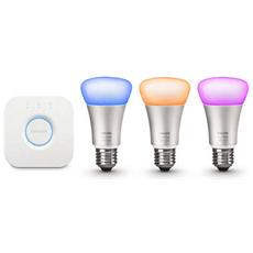 PHILIPS - Hue White And Color Ambiance Starter Kit, Include 3 Lampadine E27, 10W Equivalenti 60W, E 1 Bridge... PHILIPS - Hue White And Color Ambiance Starter Kit, Include 3 Lampadine E27, 10W Equivalenti 60W, E 1 Bridge...