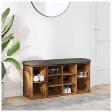 Panca Cassapanca Con Cuscino 119x40x85 Cm - Legno Di Paulonia, Bianco Antico - Foto 8