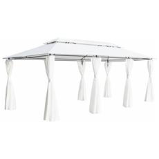 Gazebo Con Tende 600x298x270 Cm Bianco
