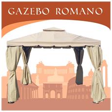 Mendler Gazebo pergola baldacchino con zanzariere HWC-E42 Acciaio 3x3,6m Grigio