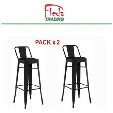 Sedia Sgabello Stile Industriale Altezza Seduta 75 cm I Sgabello con Schienale e Poggiapiedi 4 Gambe I Sgabello Bar o Cucina Design Urban argento antico CLP Sgabello Alto SOHO in Metallo