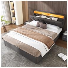 Letto imbottito Letto matrimoniale 140x200cm Beige con 4 cassetti con