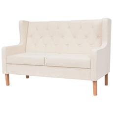 vidaXL Divano Letto con 2 Cuscini Regolabile Elegante Moderno per Ospiti Arredo Salotto Sofa Crema in Poliestere Telaio Legno Gambe Cromate