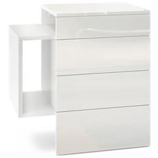 Colore:Bianco CLP Comodino Camera da Letto Bianco Fiona in Legno Design Shabby I Tavolino da Notte con 2 Cassetti