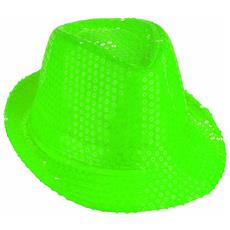 takestop/® CAPPELLO BORSALINO PAILLETTES fucsia rosa neon fluo SPETTACOLO TEATRO PAILLETTE BALLO CAPPELLINO RASO UOMO DONNA SLIM
