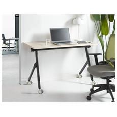 Dmora Scrivania Moderna A Forma Di Esse Con Scaffale – Made In Italy, Tavolo Computer 140x60x75 Cm, Bianco Frassinato, Per Ufficio E Studio - 3