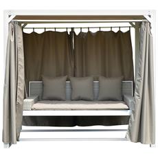 Gazebo Dondolo Con Struttura In Acciaio E Tende Beige