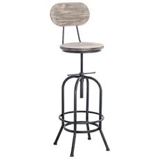 Sgabello Bar con Poggiapiedi Altezza Regolabile 73-82cm Stile Loft Amsterdam Argento Antico CLP Sgabello Swansea in Legno e Metallo Look Industriale