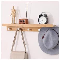 Appendiabiti Da Parete YunNasi - 6 Ganci In Acciaio Inox E Legno, Bianco Crema - Foto 6