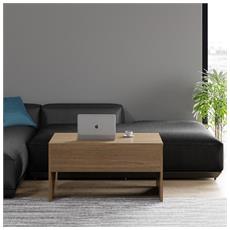 Tavolino da caffe' sollevabile 100 X 50 X 43 cm con rialzo salvaspazio soggiorno CEMENTO 0L1640A 