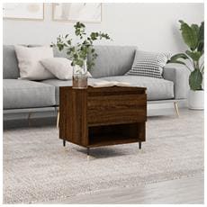 VidaXL Tavolino Da Salotto In Rovere Marrone 80x80x40 Cm – Legno Multistrato E Metallo, 2 Cassetti, Stile Moderno