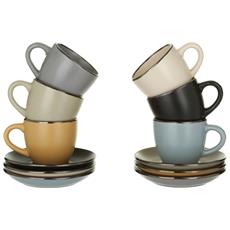 Multicolore Excelsa Country Chic Set 6 Tazze da Tè con Piattino Ceramica 