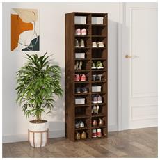 VidaXL Scarpiera In Legno Multistrato Bianco Lucido – 102x36x60 Cm, 1 Cassetto + 6 Scomparti, Antiribaltamento