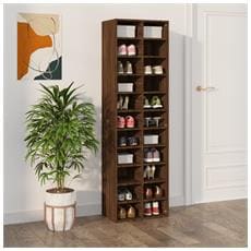 VidaXL Scarpiera In Legno Multistrato Bianco Lucido – 102x36x60 Cm, 1 Cassetto + 6 Scomparti, Antiribaltamento