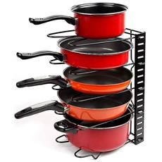 KUR503S75-BK KES Porta Pentole da Cucina Doppio Cucina Mensola per Pentole e Padelle con 12 Ganci 75CM Nero Opaco 2 Livelli 