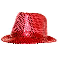 takestop/® CAPPELLO BORSALINO PAILLETTES fucsia rosa neon fluo SPETTACOLO TEATRO PAILLETTE BALLO CAPPELLINO RASO UOMO DONNA SLIM