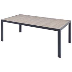 CONCEPT USINE Salotto Da Giardino MADEIRA 8 Posti – Tavolo Estensibile In Alluminio E Legno Composito, Sedie Con Texilene, Grigio Chiaro