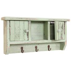 Vetrinetta Portachiavi in Legno di paulonia L20xPR6xH27,5 cm Finitura Bianco e Grigio Sbiancato