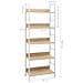 Scaffale Libri 5 Ripiani Rovere 60x27,6x158,5 Legno Multistrato - Foto miniatura 7