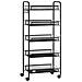 Carrello Da Cucina Salvaspazio A 5 Livelli Con Cestini A Rete In Acciaio, 45x26.5x106cm, Nero - Foto miniatura 1