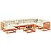Set Divani Giardino 9 pz con Cuscini Marrone Cera Massello Pino - Foto miniatura 2