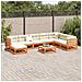 Set Divani Giardino 9 pz con Cuscini Marrone Cera Massello Pino - Foto miniatura 7